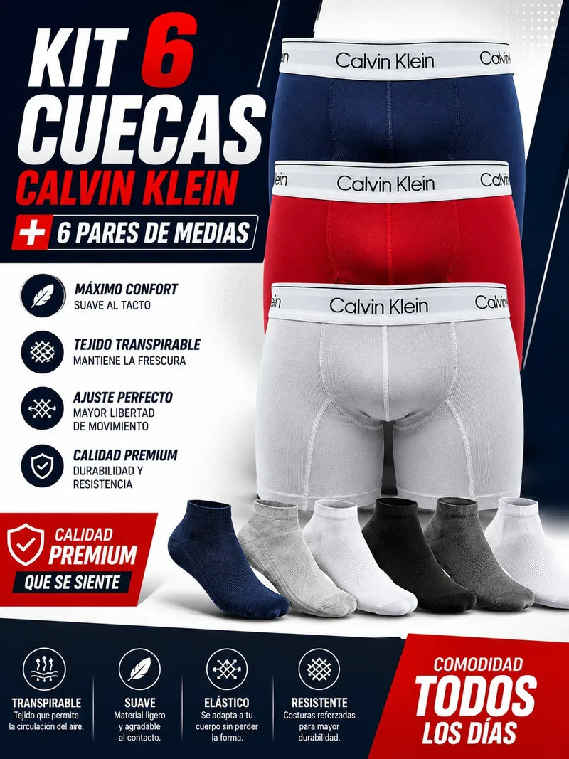 Combo Élite: 6 Boxers C K + 6 Pares de Medias de Regalo | 65 % OFF DESCUENTOS ANTICIPADOS DEL BLACK FRIDAY